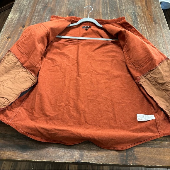 Madewell Oversized Twill shacket corduroy jacket rust red orange Small NWOT - Picture 7 of 9